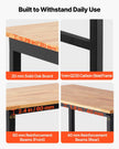 VEVOR Adjustable Workbench, 1500 lbs Capacity, 48 x 24 Inch Oak Wood Top Workbench with 26.3-40.2 Inch Height Adjustment, Heavy-Duty Hardwood Worktable for Garage, Workshop, Home, Office, Commercial