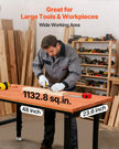 VEVOR Adjustable Workbench, 1500 lbs Capacity, 48 x 24 Inch Oak Wood Top Workbench with 26.3-40.2 Inch Height Adjustment, Heavy-Duty Hardwood Worktable for Garage, Workshop, Home, Office, Commercial