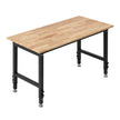 VEVOR Adjustable Workbench, 1500 lbs Capacity, 48 x 24 Inch Oak Wood Top Workbench with 26.3-40.2 Inch Height Adjustment, Heavy-Duty Hardwood Worktable for Garage, Workshop, Home, Office, Commercial