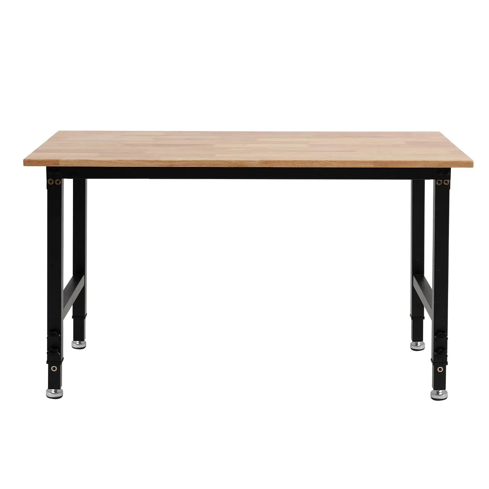 VEVOR Adjustable Workbench, 1500 lbs Capacity, 48 x 24 Inch Oak Wood Top Workbench with 26.3-40.2 Inch Height Adjustment, Heavy-Duty Hardwood Worktable for Garage, Workshop, Home, Office, Commercial