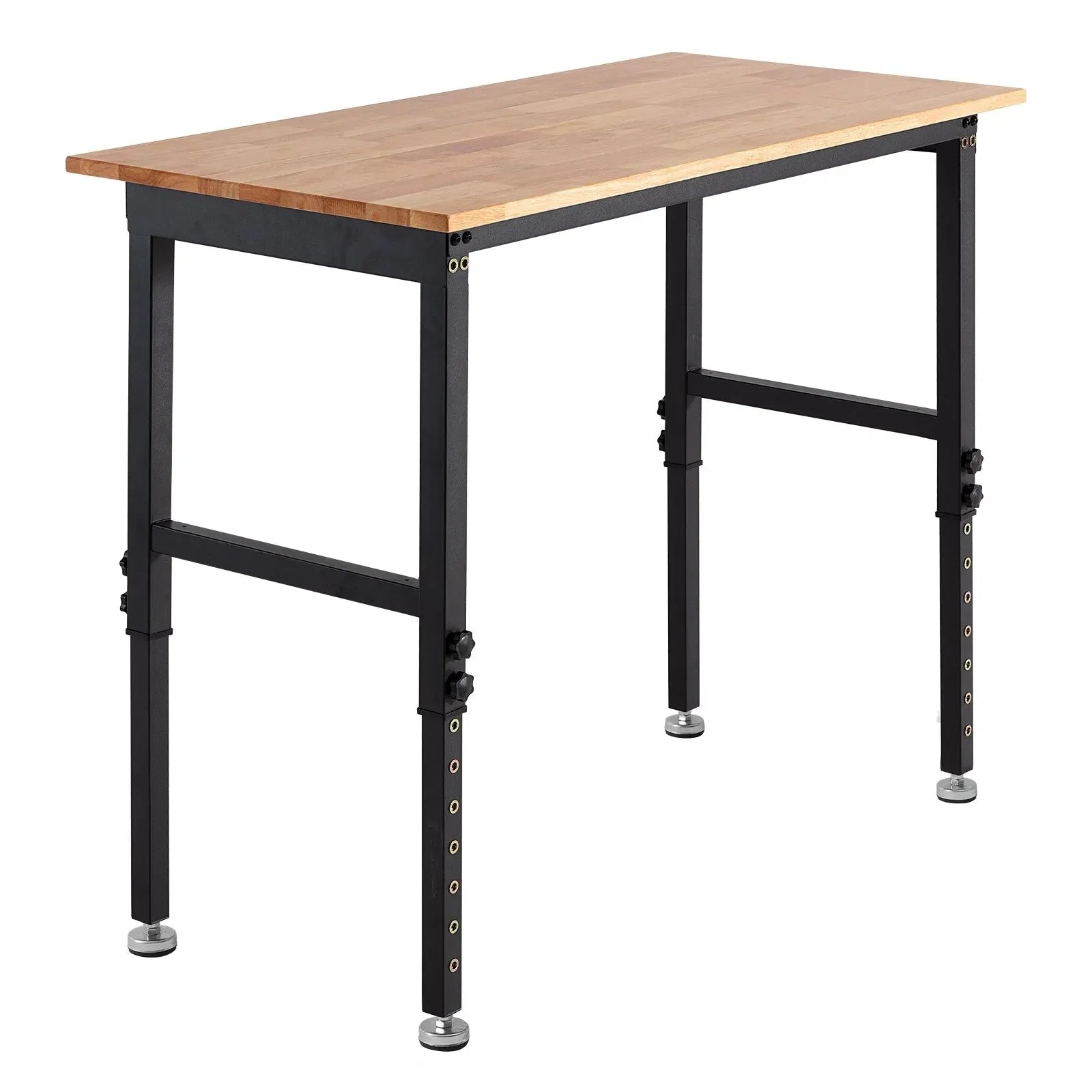 VEVOR Adjustable Workbench, 1500 lbs Capacity, 48 x 24 Inch Oak Wood Top Workbench with 26.3-40.2 Inch Height Adjustment, Heavy-Duty Hardwood Worktable for Garage, Workshop, Home, Office, Commercial