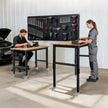 VEVOR Adjustable Workbench on Wheels, 1500 lbs Capacity, 48 x 24 Inch Oak Wood Top Workbench with 28.5-42.3 Inch Height Adjustment, Heavy-Duty Hardwood Worktable for Garage, Workshop, Home, Office