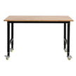 VEVOR Adjustable Workbench on Wheels, 1500 lbs Capacity, 48 x 24 Inch Oak Wood Top Workbench with 28.5-42.3 Inch Height Adjustment, Heavy-Duty Hardwood Worktable for Garage, Workshop, Home, Office