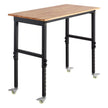 VEVOR Adjustable Workbench on Wheels, 1500 lbs Capacity, 48 x 24 Inch Oak Wood Top Workbench with 28.5-42.3 Inch Height Adjustment, Heavy-Duty Hardwood Worktable for Garage, Workshop, Home, Office