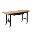 VEVOR Adjustable Workbench on Wheels, 2000 lbs Capacity, 60 x 24 Inch Oak Wood Top Workbench with Drawer & Power Outlets, Heavy-Duty Hardwood Worktable for Garage, Workshop, Home, Office, Commercial