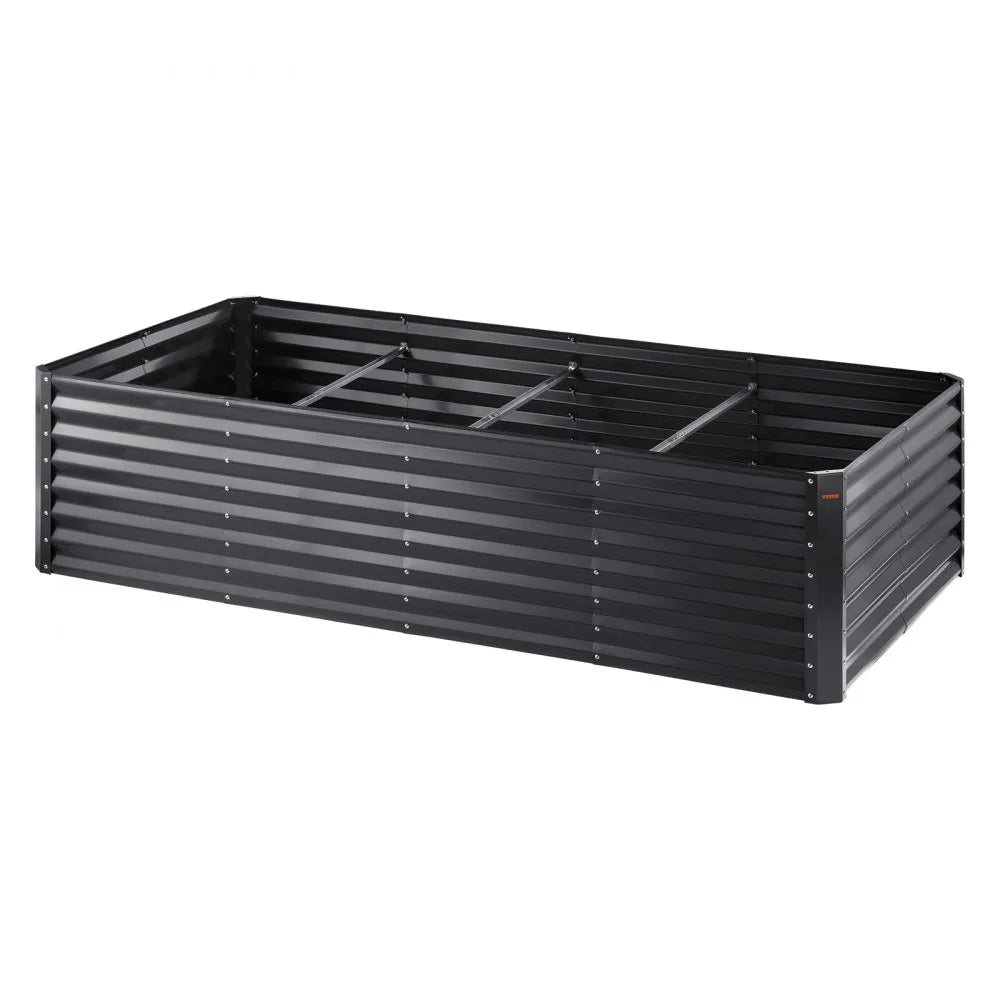 VEVOR Raised Garden Bed, 8 x 4 x 2 ft  Galvanized Metal Planter Box, Outdoor Planting Boxes with Open Base, for Growing Flowers/Vegetables/Herbs in Backyard/Garden/Patio/Balcony, Dark Gray