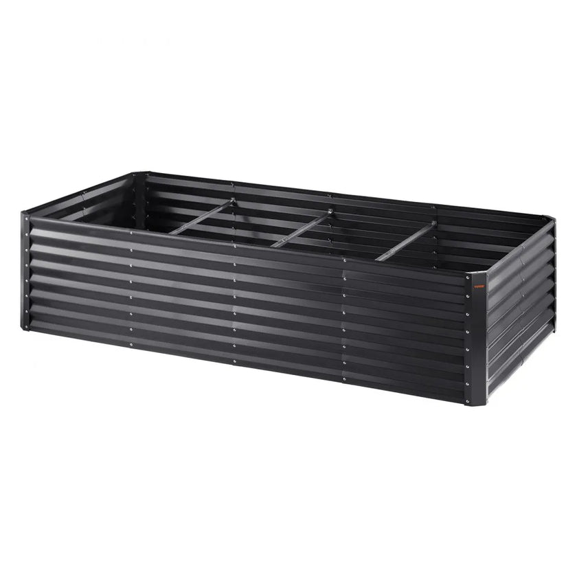 VEVOR Raised Garden Bed, 8 x 4 x 2 ft  Galvanized Metal Planter Box, Outdoor Planting Boxes with Open Base, for Growing Flowers/Vegetables/Herbs in Backyard/Garden/Patio/Balcony, Dark Gray