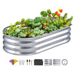 VEVOR Raised Garden Bed, 4 x 2 x 1 ft Galvanized Metal Planter Box, Outdoor Planting Boxes with Open Base, for Growing Flowers/Vegetables/Herbs in Backyard/Garden/Patio/Balcony, Silver