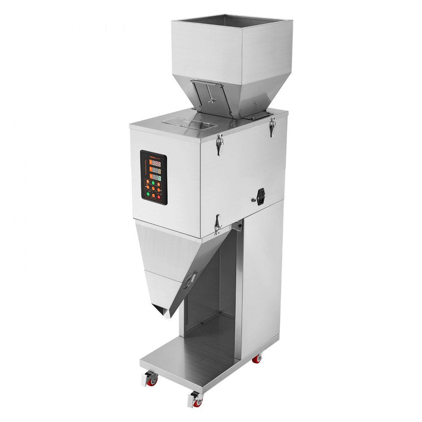 VEVOR Particle Filling Machine, 0.022-2.2 lbs/10-1000g, Automatic Filler Machine with Foot Pedal, Stainless Steel Weighing Filling Machine, Weigh Filler for Beans Seeds Grains Tea Granular Packing