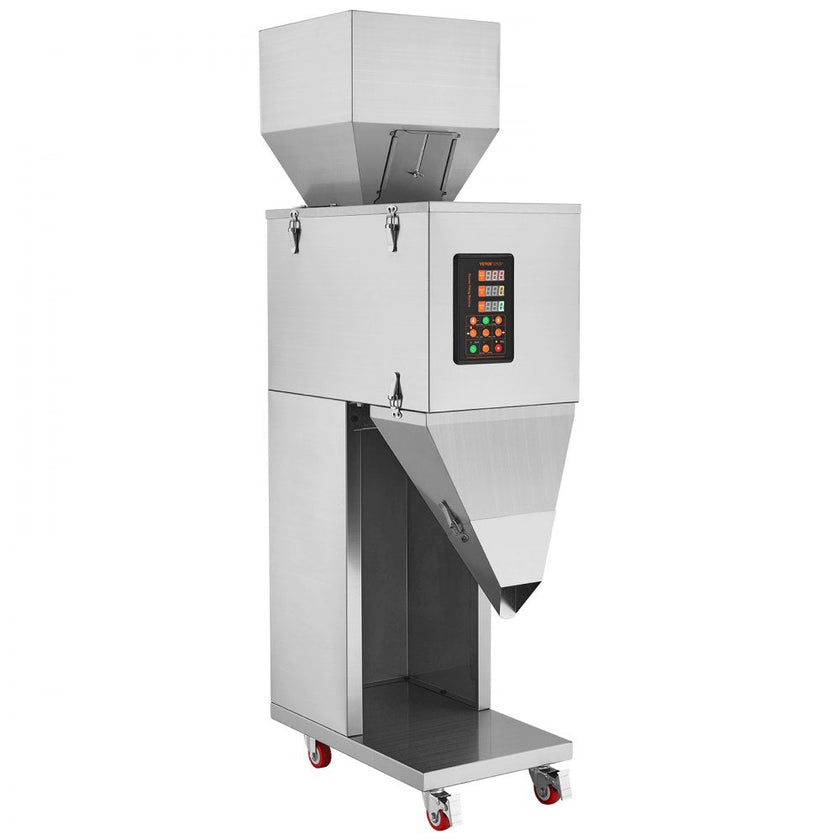 VEVOR Particle Filling Machine, 0.022-2.2 lbs/10-1000g, Automatic Filler Machine with Foot Pedal, Stainless Steel Weighing Filling Machine, Weigh Filler for Beans Seeds Grains Tea Granular Packing