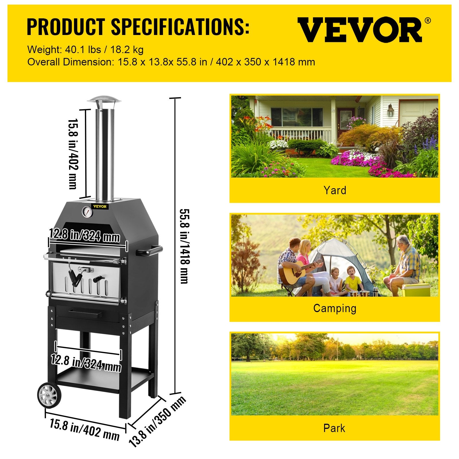 VEVOR Outdoor Pizza Oven, 12\