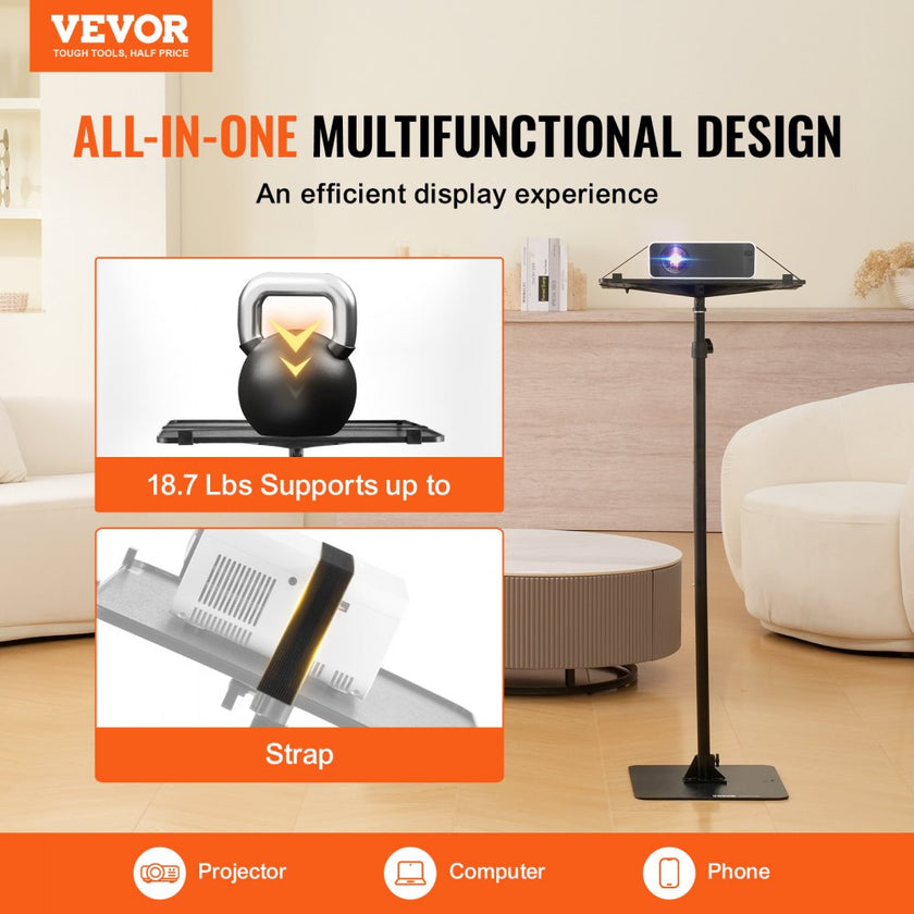 VEVOR Projector Stand Projector Floor Stand Adjustable Height from 30.3 to 63.4