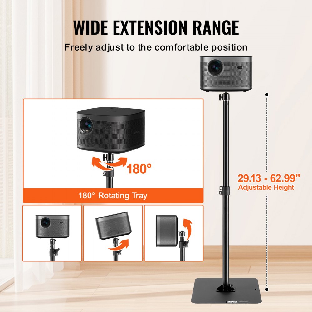 VEVOR Projector Stand Projector Floor Stand Adjustable Height from 30.3 to 63.4