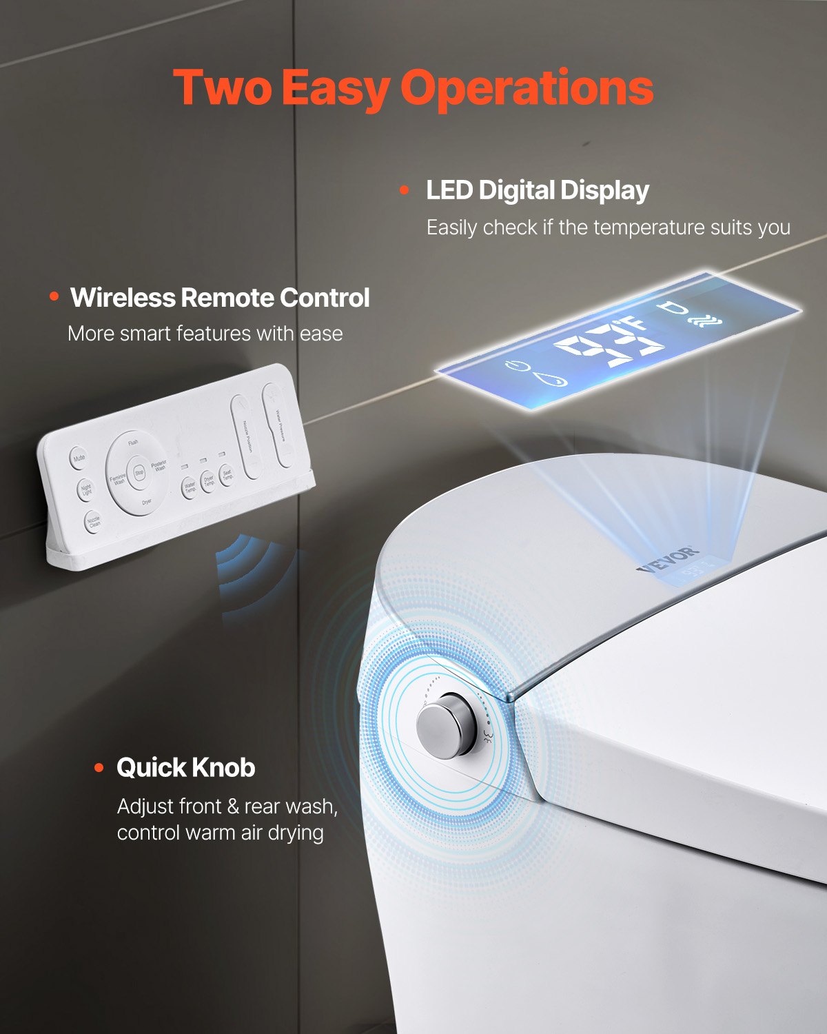VEVOR Elongated Smart Toilet Auto Freshening Toilet with Heated Toilet Seat