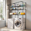 VEVOR Over Washer and Dryer Storage Shelf Two Row 6 Tiers Washer Rack Black