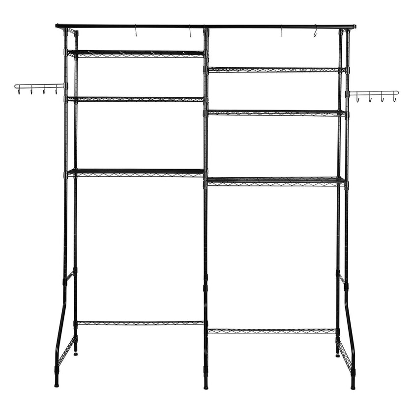 VEVOR Over Washer and Dryer Storage Shelf Two Row 6 Tiers Washer Rack Black