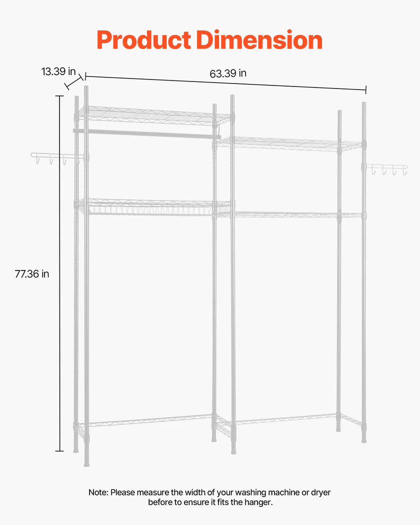 VEVOR Over Washer and Dryer Storage Shelf Two Row 4 Tiers Washer Rack White
