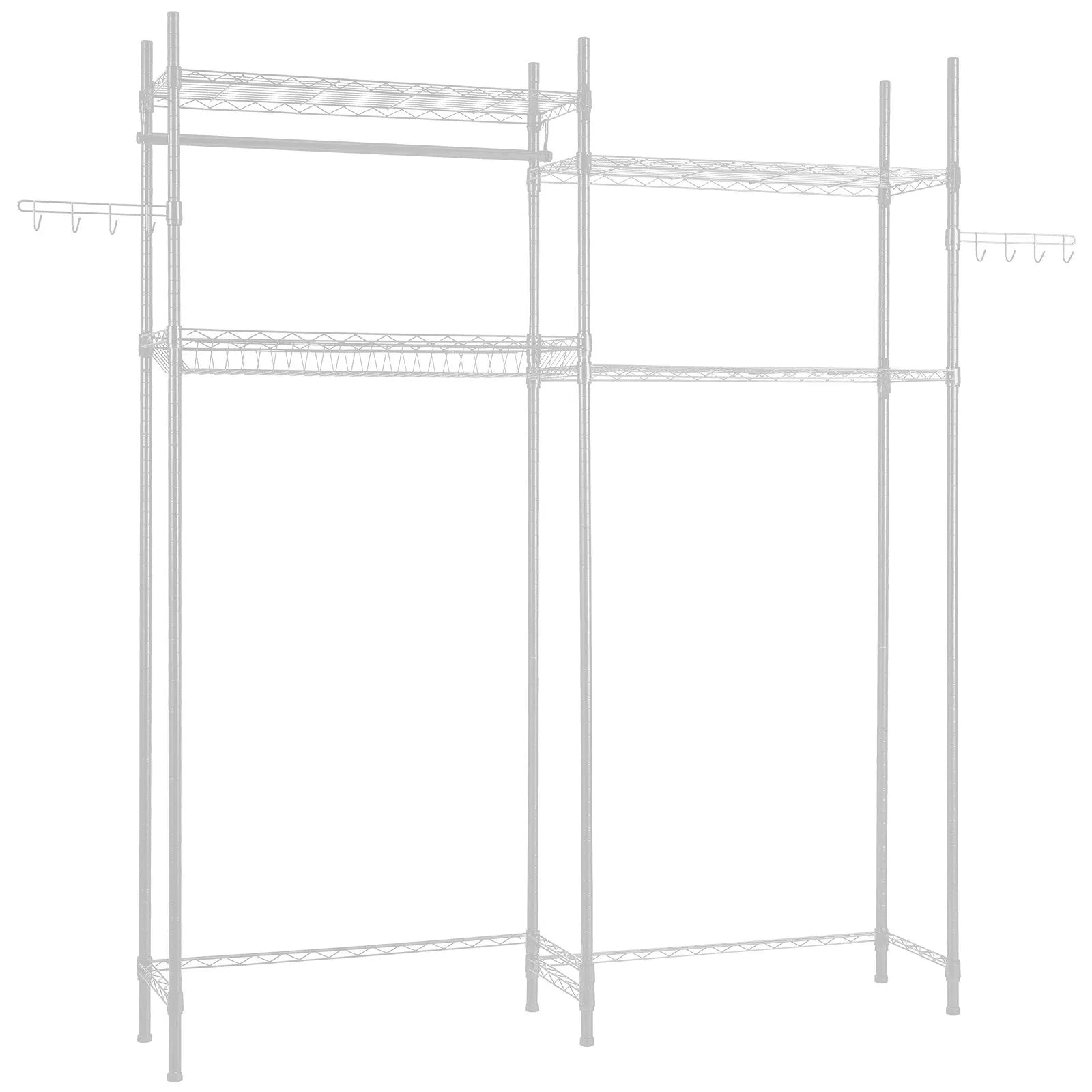 VEVOR Over Washer and Dryer Storage Shelf Two Row 4 Tiers Washer Rack White