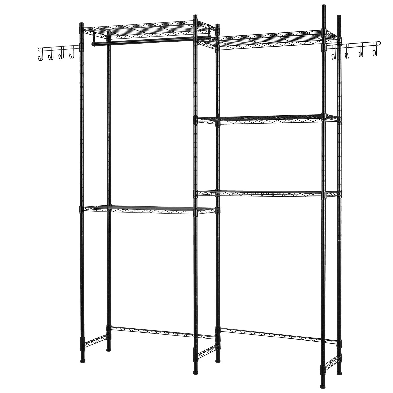 VEVOR Over Washer and Dryer Storage Shelf Two Row 5 Tiers Washer Rack Black