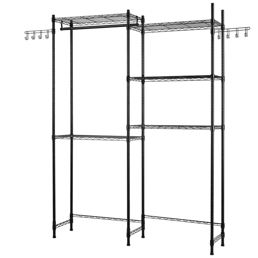VEVOR Over Washer and Dryer Storage Shelf Two Row 5 Tiers Washer Rack Black