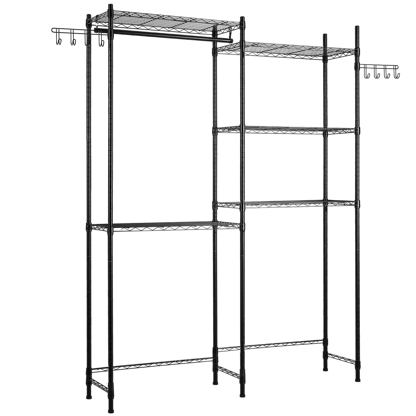 VEVOR Over Washer and Dryer Storage Shelf Two Row 5 Tiers Washer Rack Black