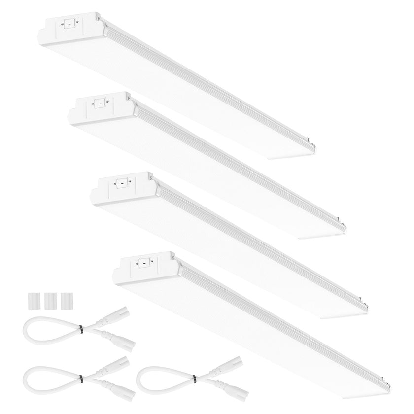 VEVOR 4FT LED Wraparound Light, 50W, 5500LM Flush Mount LED Shop Light, 4 Pack 6500K Daylight LED Kitchen Ceiling Lighting Fixtures, for Garage Office Laundry Fluorescent Tube Replacement, FCC