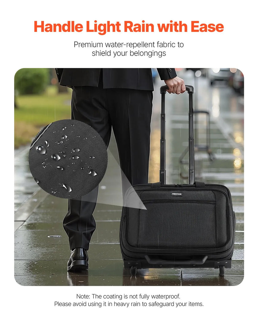 VEVOR Rolling Laptop Bag 15.6 Inch Wheeled Computer Bag for Women & Men Black