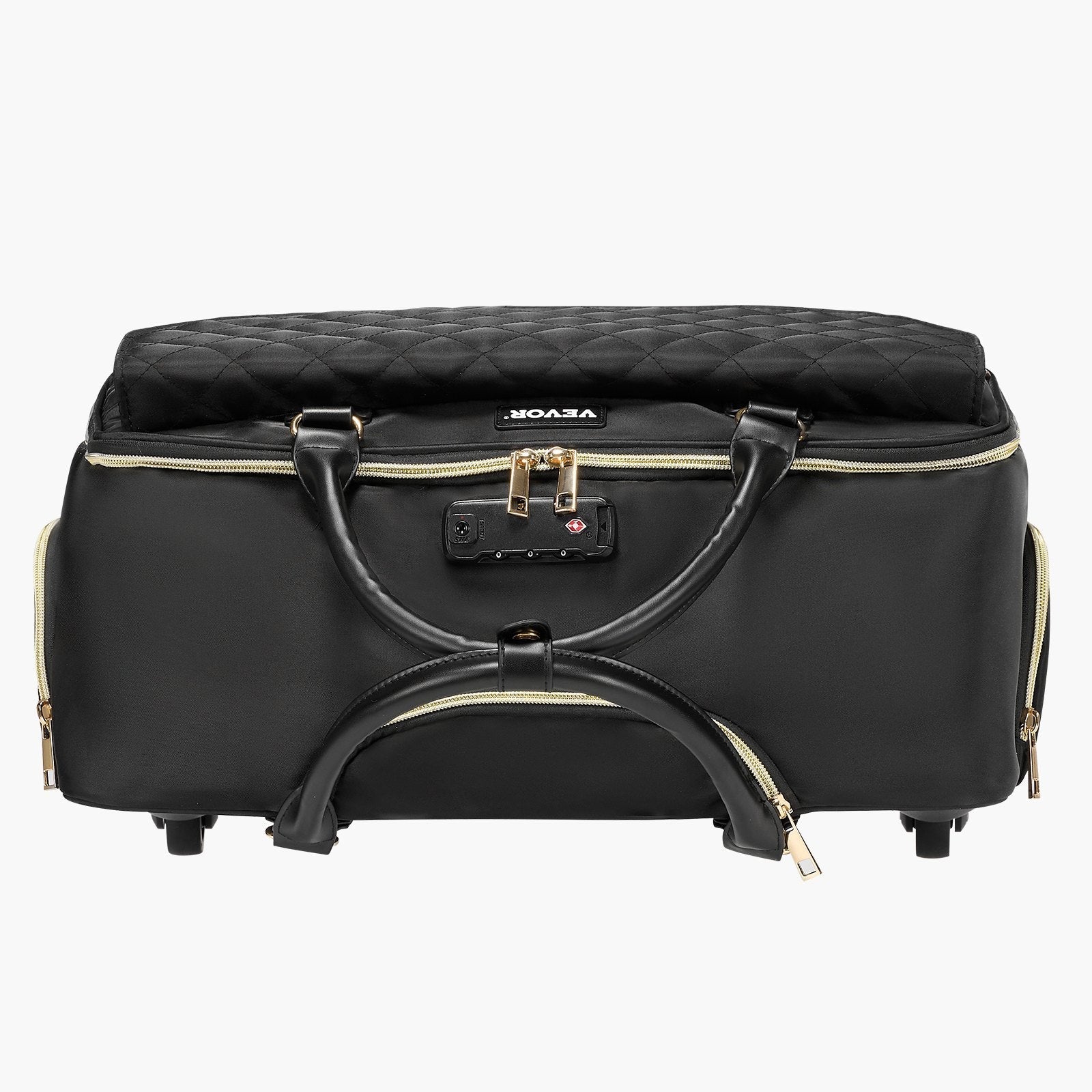VEVOR Rolling Laptop Bag 17.3 Inch Wheeled Computer Bag for Women Men Black Gold