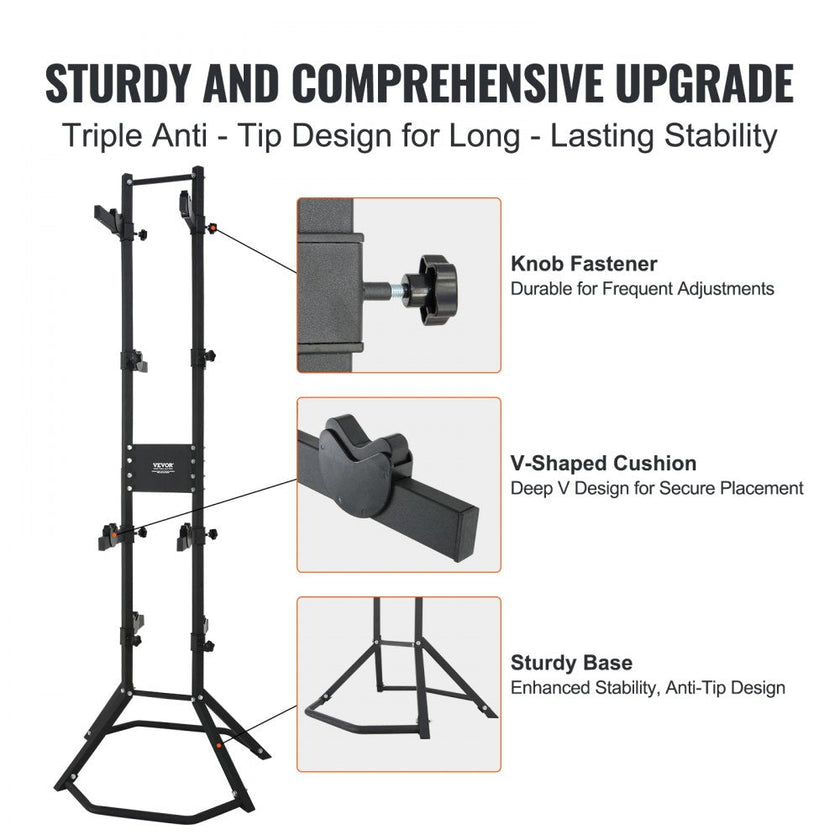 VEVOR 4 Bike Storage Rack, Free Standing Gravity Wall Vertical Bike Rack, Fully Adjustable Bike Rack Garage, Sturdy Steel & Easy Assemble, for Garage, Living Room, Shed, Holds Up to 260 lbs Black