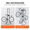 VEVOR 4 Bike Storage Rack, Free Standing Gravity Wall Vertical Bike Rack, Fully Adjustable Bike Rack Garage, Sturdy Steel & Easy Assemble, for Garage, Living Room, Shed, Holds Up to 260 lbs Black
