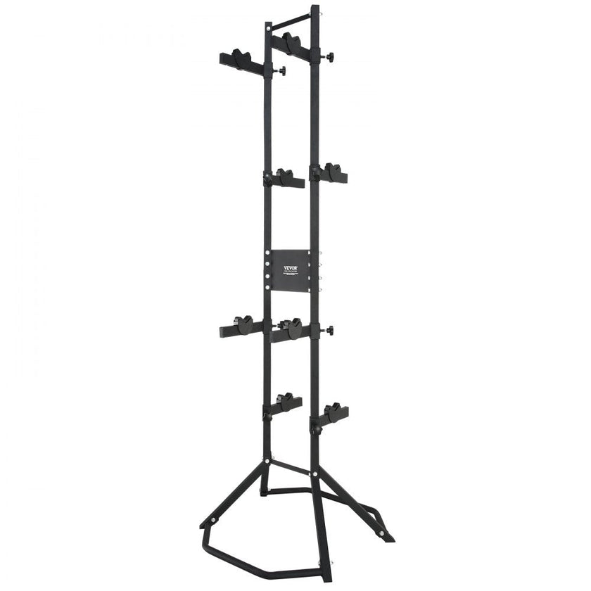 VEVOR 4 Bike Storage Rack, Free Standing Gravity Wall Vertical Bike Rack, Fully Adjustable Bike Rack Garage, Sturdy Steel & Easy Assemble, for Garage, Living Room, Shed, Holds Up to 260 lbs Black