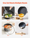 VEVOR 19 Piece Pots and Pans Set Granite Nonstick Kitchen Cookware Black