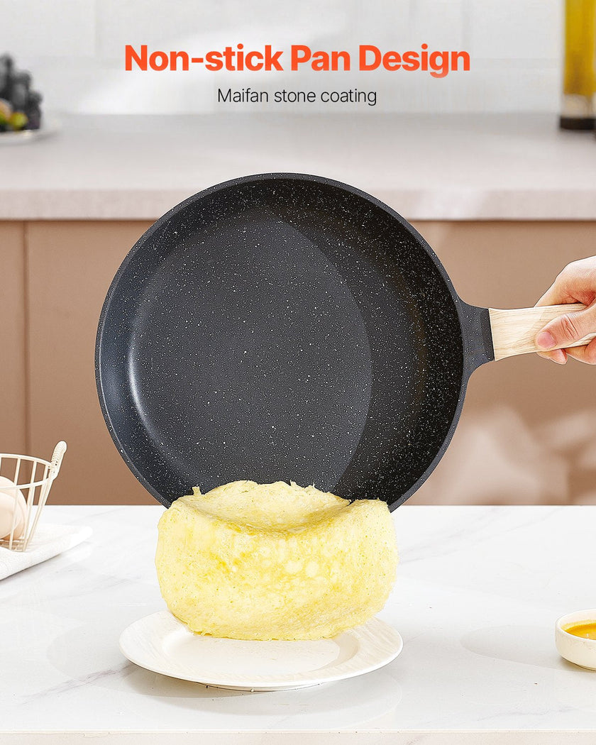 VEVOR 19 Piece Pots and Pans Set Granite Nonstick Kitchen Cookware Black