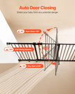 VEVOR Baby Gate 60.6-63.3 Inches Adjustable Width 30 Inches High Dog Gate Black