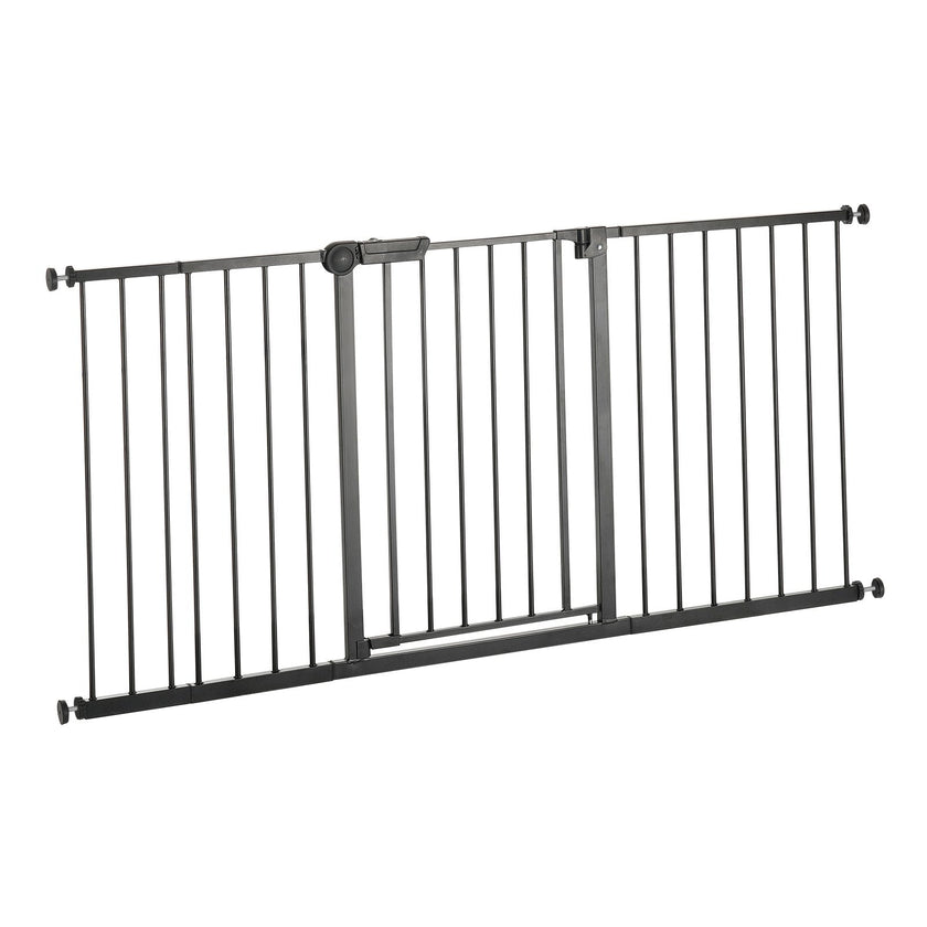 VEVOR Baby Gate 60.6-63.3 Inches Adjustable Width 30 Inches High Dog Gate Black