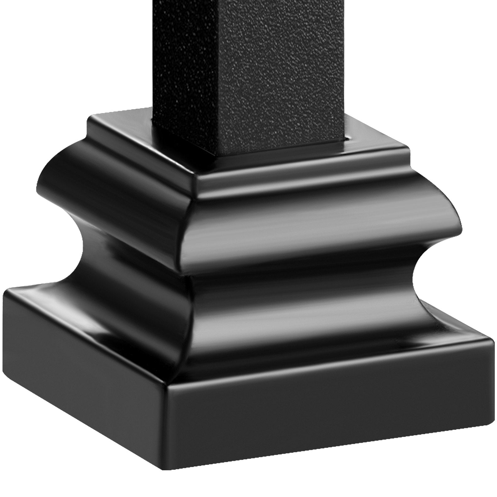 VEVOR Aluminum Alloy Baluster Shoes Stair Flat Shoe with Screw Holes for 1/2 Inch Square Scroll Basket Twist Knuckle Staircase Balusters Metal Spindle Railing, Satin Black (50 Pcs)