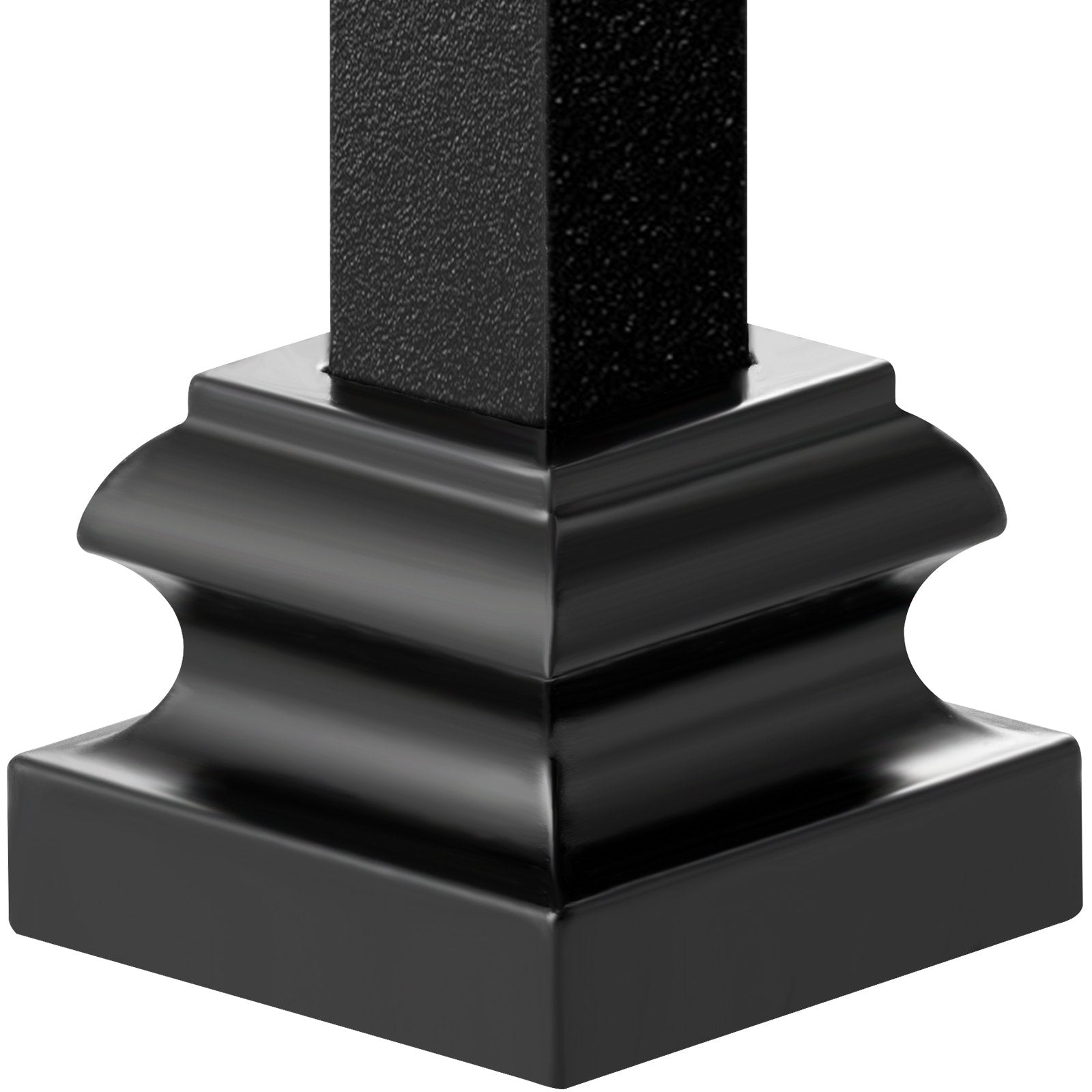 VEVOR Aluminum Alloy Baluster Shoes Stair Flat Shoe with Screw Holes for 1/2 Inch Square Scroll Basket Twist Knuckle Staircase Balusters Metal Spindle Railing, Satin Black (50 Pcs)