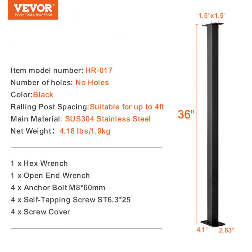 VEVOR Cable Railing Post, 36