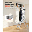 6-Step Folding Ladder – 330 lb Capacity Aluminum Step Ladder with Tool Tray & Anti-Slip Pedals – Silver