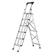 6-Step Folding Ladder – 330 lb Capacity Aluminum Step Ladder with Tool Tray & Anti-Slip Pedals – Silver
