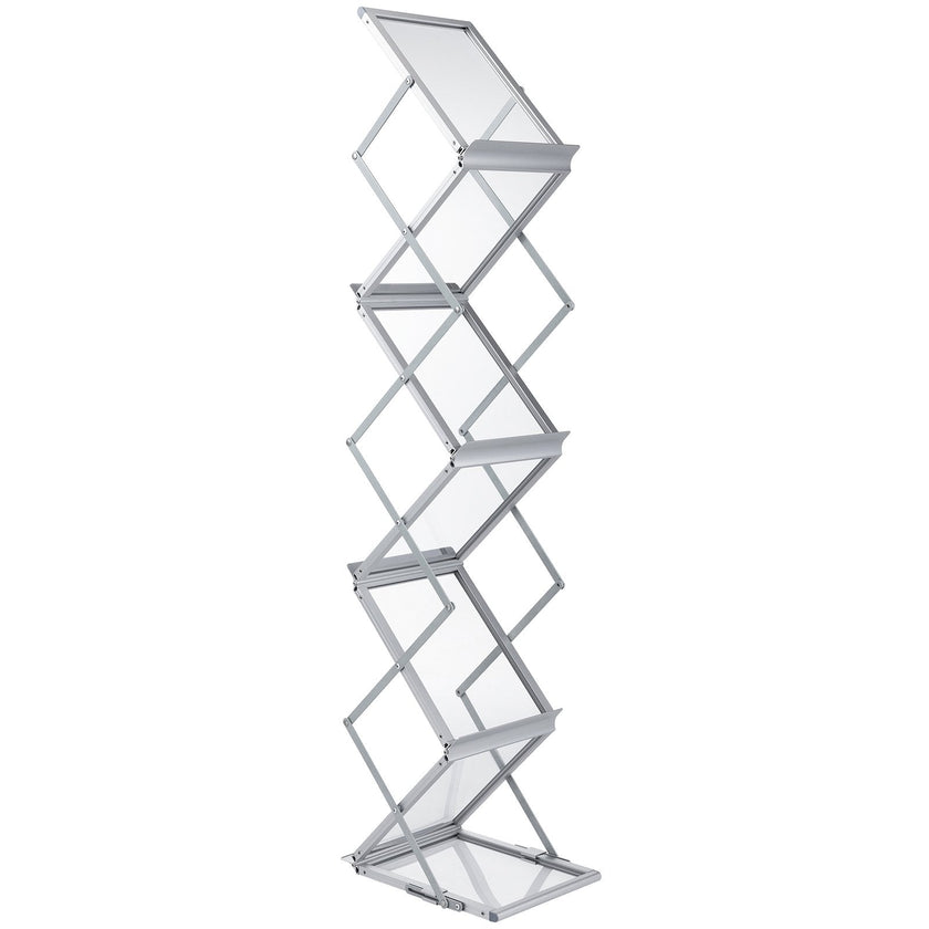 VEVOR Literature Rack, 6 Pockets, Pop up Aluminum Magazine Rack, Lightweight Catalog Holder Stand w/ Carrying Bag for Hotel, Trade Show, Exhibition, Office, Retail Store