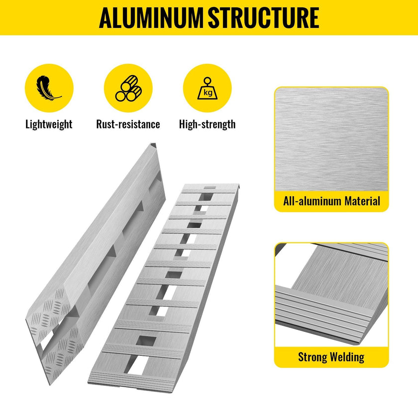 VEVOR 60'' X 12''X 2.5'' Aluminum Trailer Ramps 6000LBS Total Beavertail Hook End 1 Pair 2 Ramps
