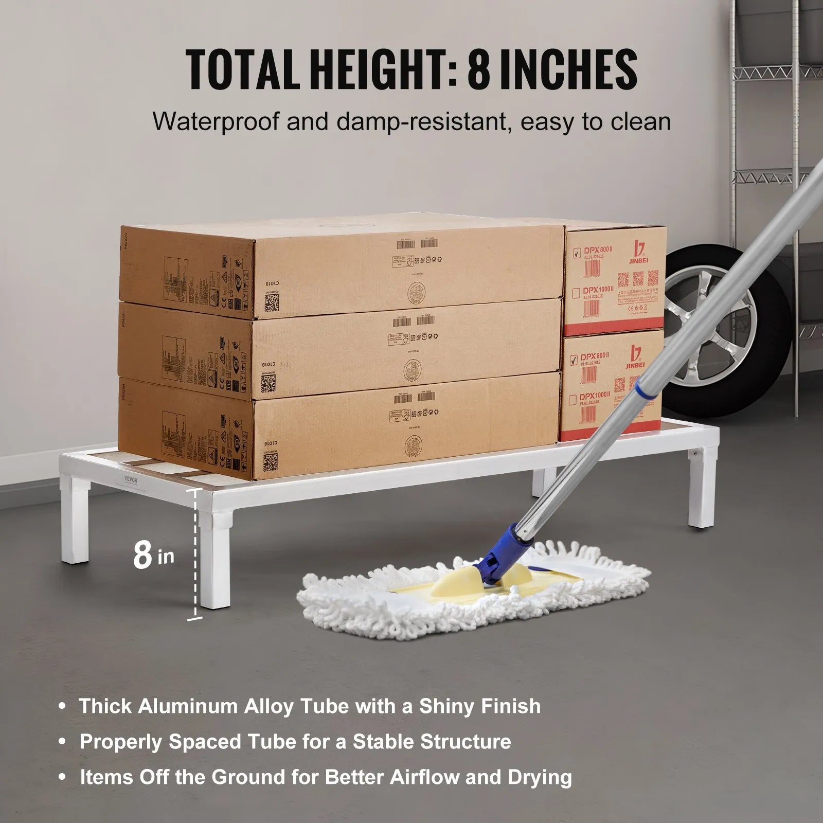 VEVOR Aluminum Dunnage Rack Stationary Dunnage Rack 48” x 20” x 8” Storage Rack
