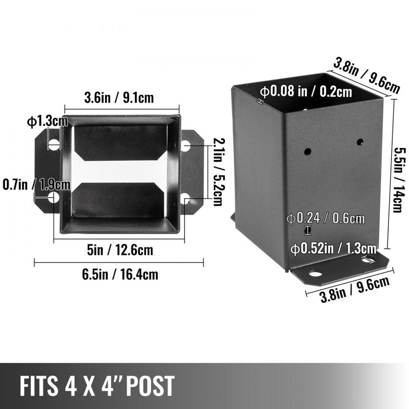 4 x 4 Post Base, Post Anchor 5 PCs Black Powder-Coated Bracket for Deck Supports