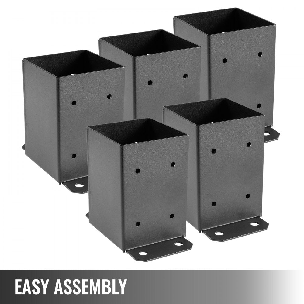 4 x 4 Post Base, Post Anchor 5 PCs Black Powder-Coated Bracket for Deck Supports