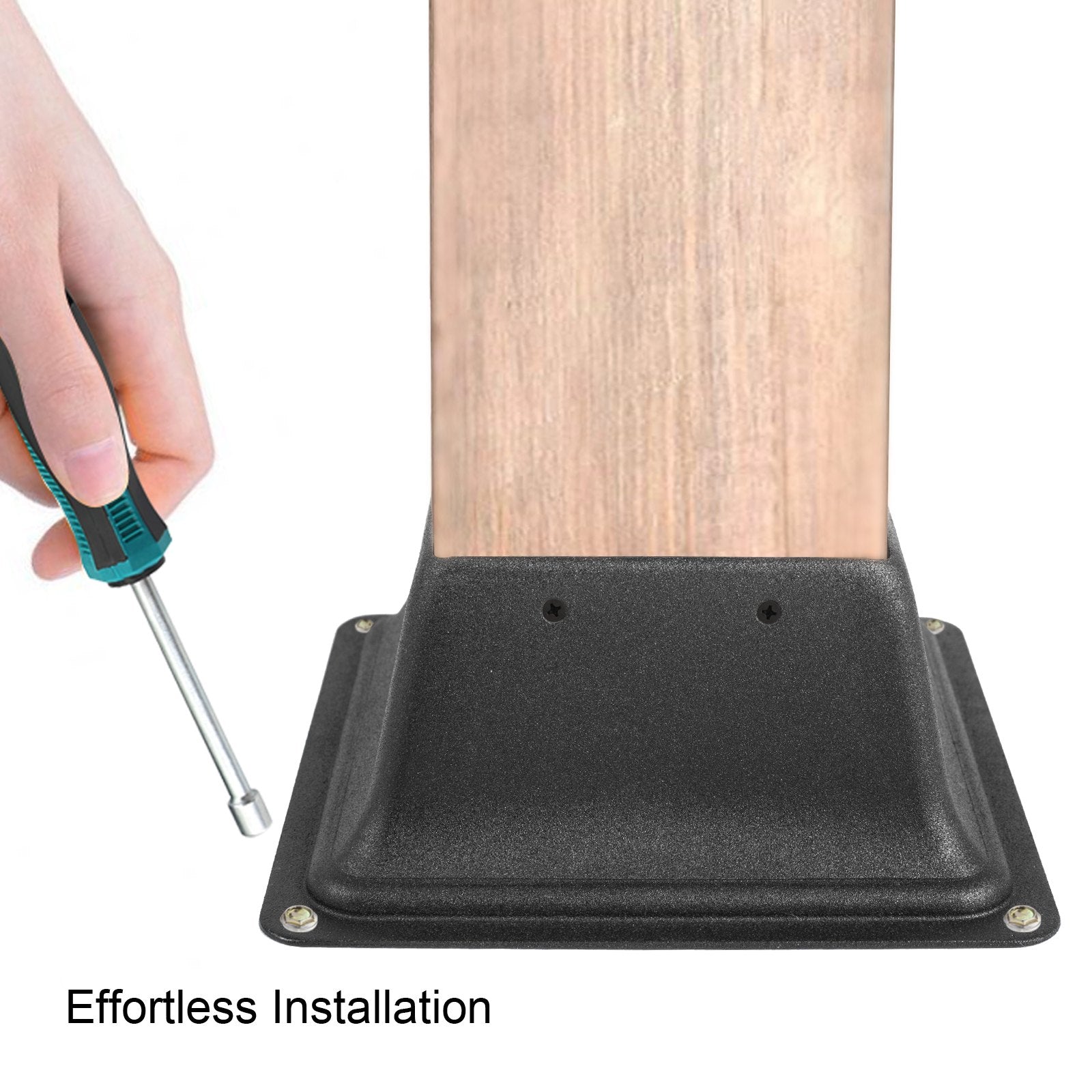 VEVOR Deck Post Base 10 PCS Post Base Skirt 4 x 4 Inch Post Support Flange 2.5 LBS Deck Post Skirt Black Powder-Coated Decking Post Base with Thick Steel for Deck Supports Porch Railing Post Holders