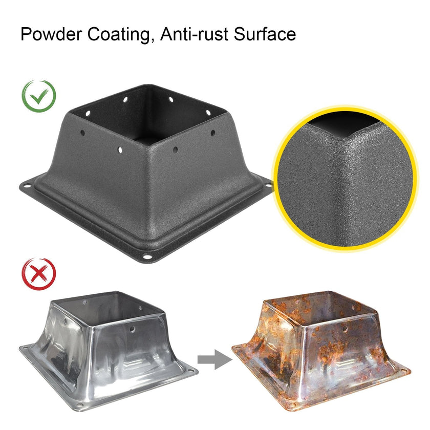 VEVOR Deck Post Base 10 PCS Post Base Skirt 4 x 4 Inch Post Support Flange 2.5 LBS Deck Post Skirt Black Powder-Coated Decking Post Base with Thick Steel for Deck Supports Porch Railing Post Holders