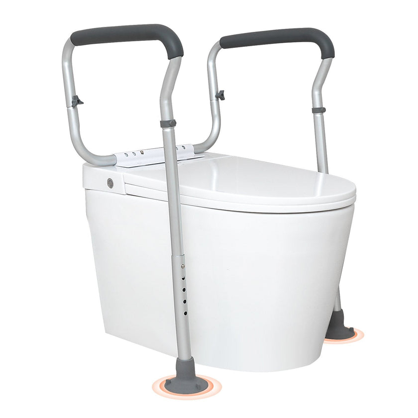 VEVOR Toilet Safety Rail, Bathroom Toilet Seat Frame, Adjustable Width & Height Fit Most Toilets, Supports 300lbs, Toilet Handles Grab Bars with Padded Armrests for Handicap, Disabled, Seniors