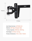 VEVOR Pintle Hitch 2 inches Receiver Hook 2.5-3 inches Lunette Ring 20000 lbs