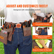 VEVOR Tool Belt, 13 Pockets, Adjusts from 29 Inches to 54 Inches, Polyester Heavy Duty Tool Pouch Bag, Detachable Tool Bag for Electrician, Carpenter, Handyman, Woodworker, Construction, Framer, Brown